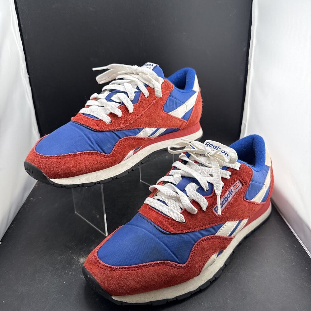 Reebok Classic Nylon 039501 Men’s 8 Red Blue White Retro Running Shoes EU40.5